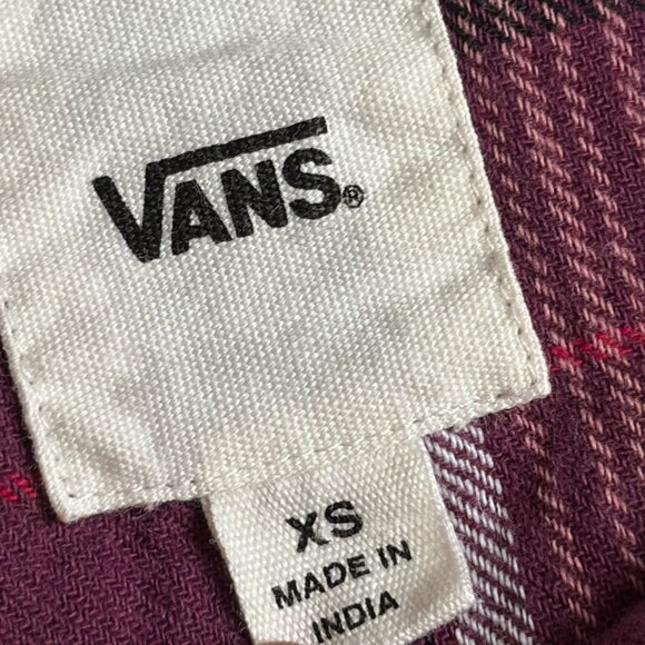 Vans Cropped Flannel Long Sleeved Shirt (Purple Plaid) - Size XS - Picture 5 of 9